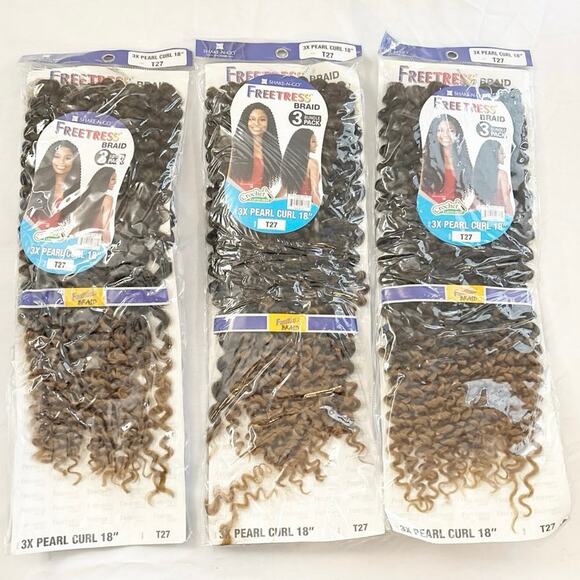 New Freetress Braid 3X Pearl Curl 18” T27 Crochet Hair Extensions - Picture 3 of 3